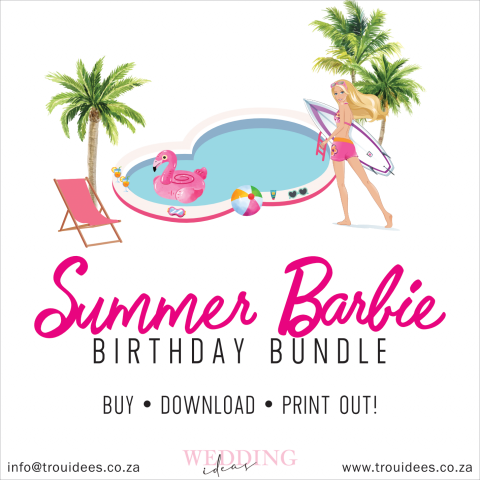 Summer Barbie Children’s Party Stationery